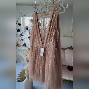 Mauve size 12 midi asos sequin dress with cape